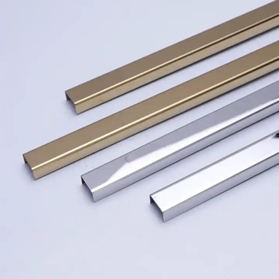 Harga yang bagus Dipoles Stainless Steel Tile Potong Profil Dekorasi U Berbentuk 0.28mm 0.25mm on line